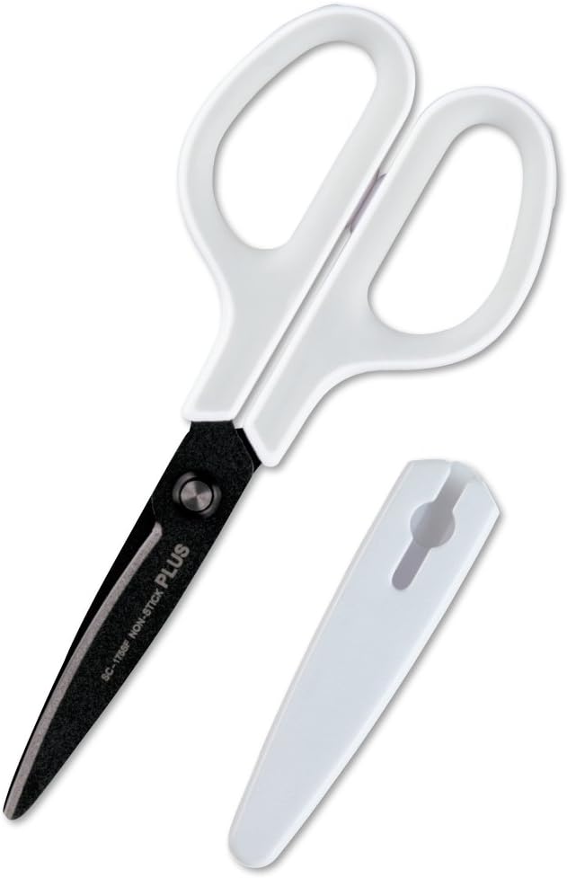 Plus SC-175SF+34-515 Scissors, FitCut Curve with Fluorine Coat, White/Gray