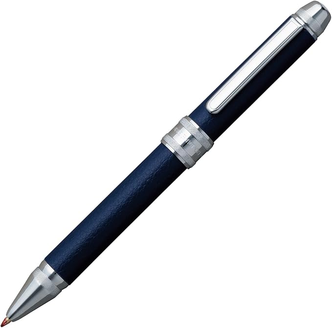 Platinum Double 3 Action - 2 Color 0.7 mm Ballpoint Multi Pen 0.5 mm Pencil - Black Body - Cow Leather Wrapped (MWBL3000#1)