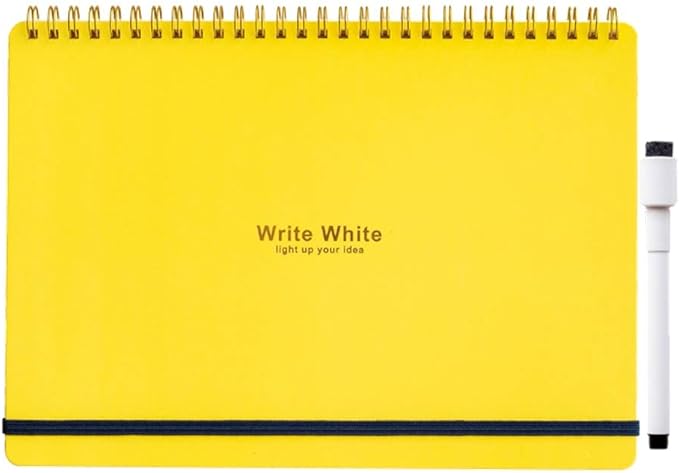 Gakken Sta:ful ww White Whiteboard Notebook, B5, Yellow