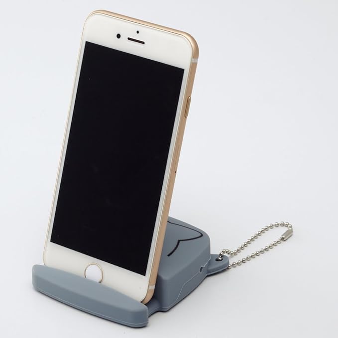 Lihit Lab PuniLabo Cell Phone Stand w/ Earphone Holder, 3.1" ×" 1.2", Gray Cat (A7713-4)