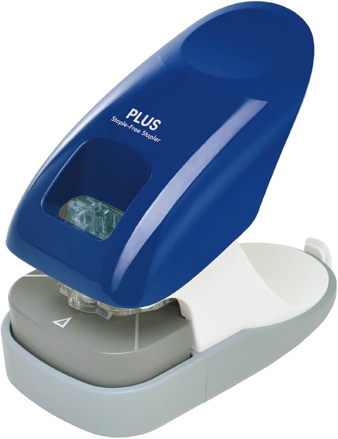 PLUS Stapler, Needleless Stapler, Paper Clinch, Tabletop Type, 12 Sheets, Blue, 31-210