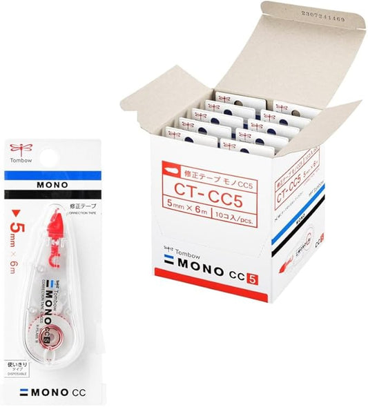 TOMBOW Pencil Correction Tape 5mm  Mono CC (Mini Size, High Adhesion Tape) Disposable Type 6m 10 Pieces CT-CC5-10P