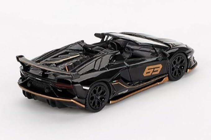 MINI GT 1/64 Lamborghini Aventador SVJ 63 Roadster Nero Aldebaran Black (Left Handle) Finished Product