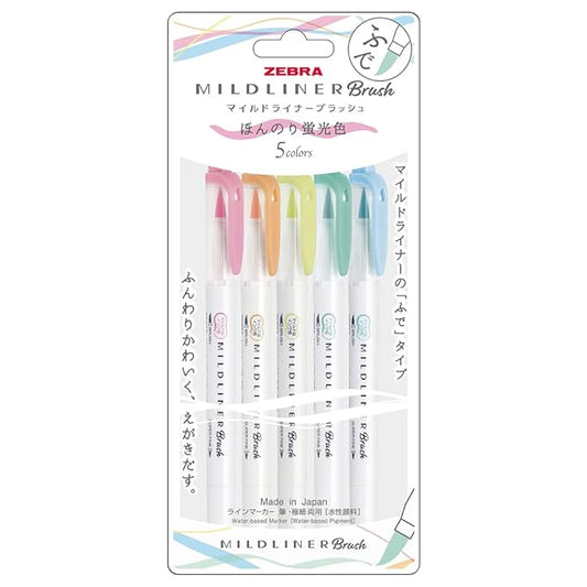 Zebra WFT8-5C-N Highlighter, Mild Blush, 5 Light Fluorescent Colors