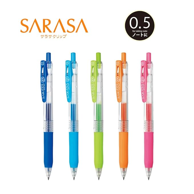 Zebra Sarasa Clip 0.5, 5 Color Set (JJ15-5CA)