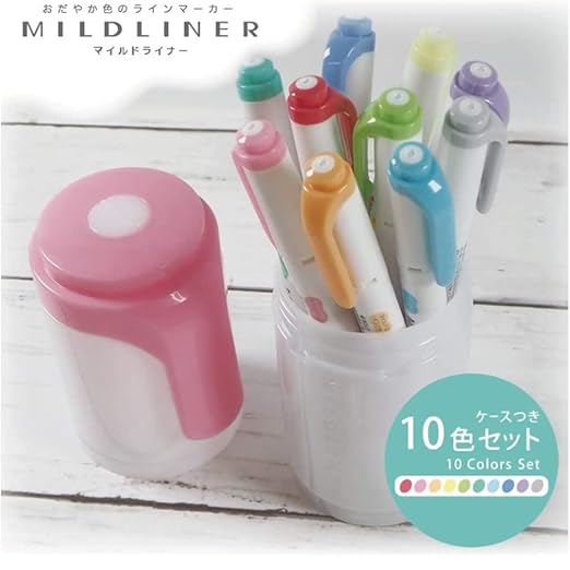 Zebra Highlighter Mildliner 10 Colors with Hard Case Pink WKT7-HD-P-AZ