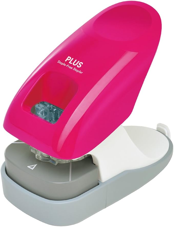 PLUS Stapler, Needleless Stapler, Paper Clinch, Tabletop Type, 12 Sheets, Pink, 31-212