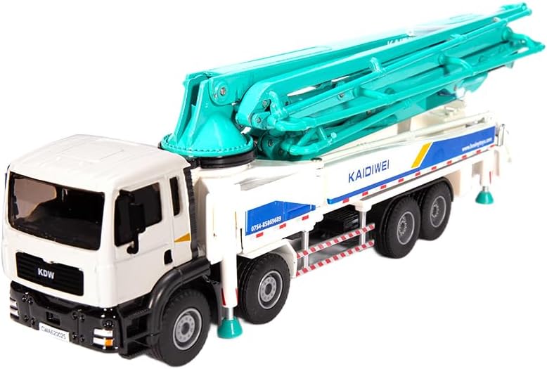 1:55 Alloy Concrete Pump Car Model Construction Vehicle Toy with Movable Arms Simulation Hydraulic Legs Deployment for 4-6 Years Old Boys Collection Display Orange Sky Blue