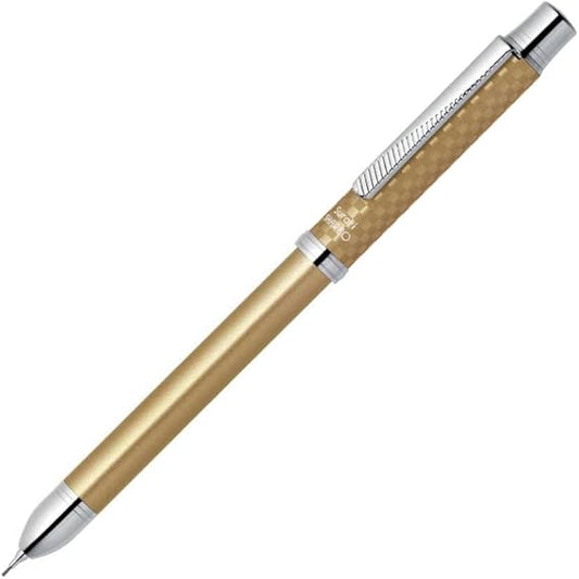 Zebra Surari Shabo 2000, 2 Color 0.7mm Emulsion Ink and 0.5mm Mechanical Pencil, Champagne Gold Body (SB27-CGO)