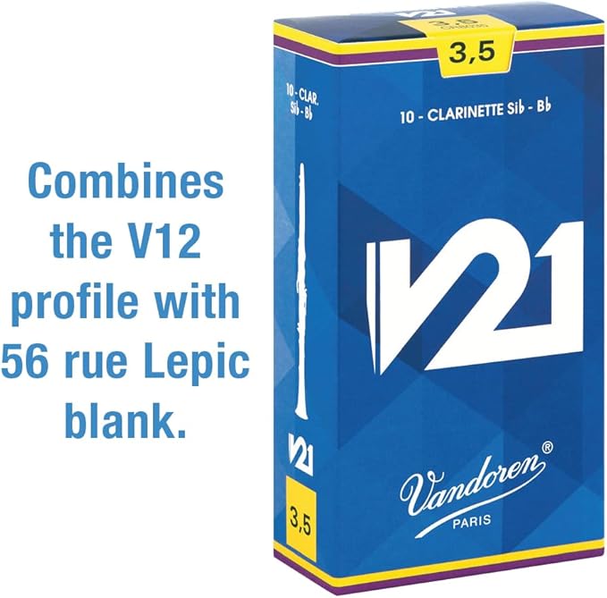 Vandoren Bb Clarinet Reed V21 Hardness: 3-1/2 (10 pieces)