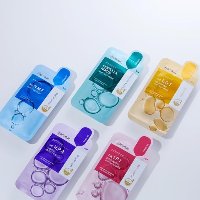 Mediheal Ampoule Mask (10 P), Hydration, Shine, Exfoliating Care, Chapped Dry Skin (The N.M.F)