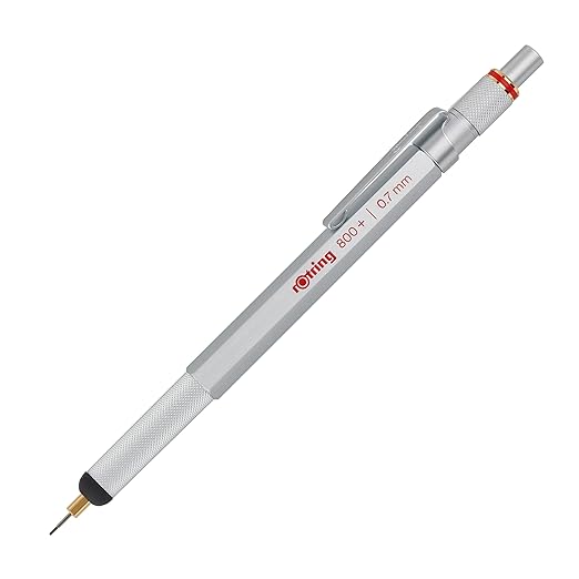 Rotring 800+ Mechanical Pencil and Touchscreen Stylus, 0.7 mm, Silver