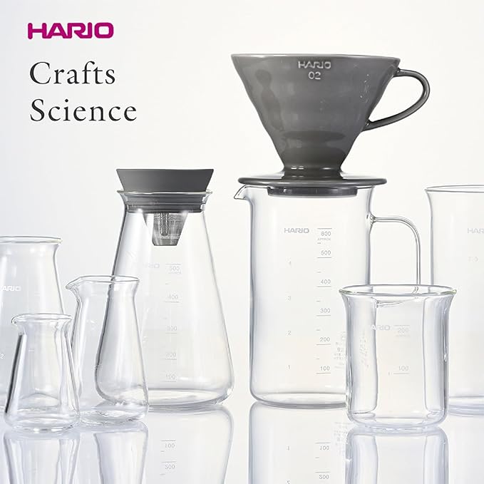 HARIO BVD-3012-GR Crafts Science Beaker Server & Coffee Dripper Set, Practical Capacity, 20.3 fl oz (600 ml), For 1 to 4 Cups, Made in Japan, Gray