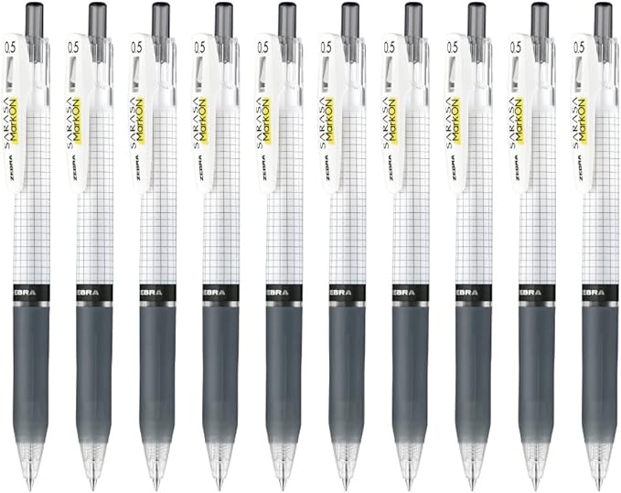 Zebra B-JJ77-BK Sarasa Mark On Gel Ballpoint Pens, 0.5, 10 Pieces (Blue 10pcs)