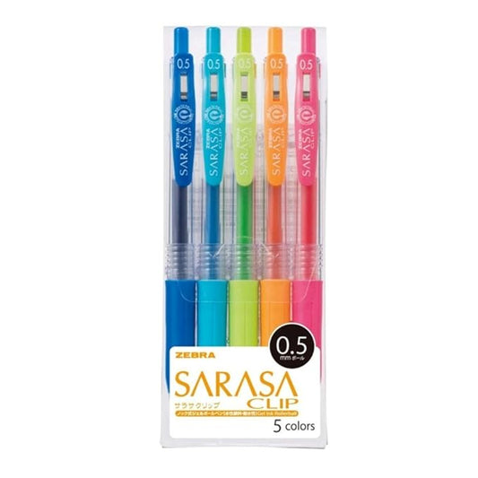 Zebra Sarasa Clip 0.5, 5 Color Set (JJ15-5CA)