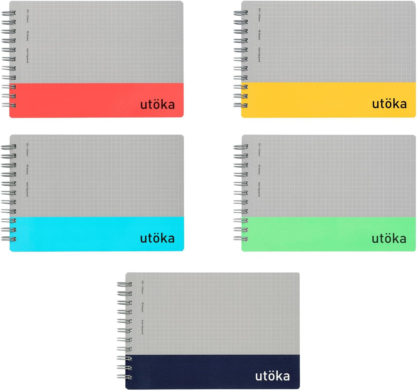 Maruman Notebook, Ring Notebook, Utoka, Pocket Size, 0.2 in (4 mm) Graph Ruled, Yellow N461-04