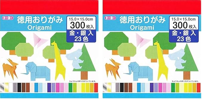 Toyo 090204 Origami Origami Origami, 5.9 inches (15 cm) Square, 23 Colors, 300 Sheets