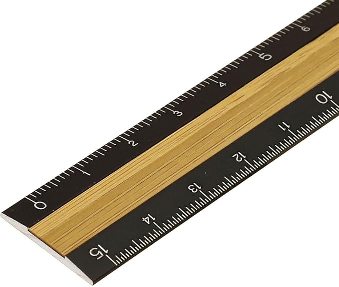 Midori Aluminum & Wood Ruler, 6 Inches (15 cm), Black