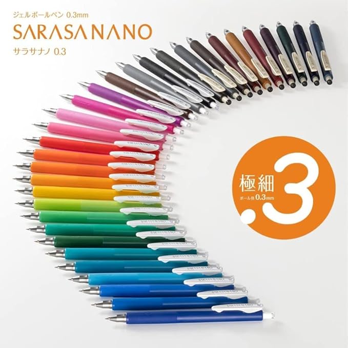 Zebra Sarasa Nano JJH72-5C-A Gel Ballpoint Pen, 0.01 inches (0.3 mm), Vintage, Set of 5 Colors (JJH72-5C-B)