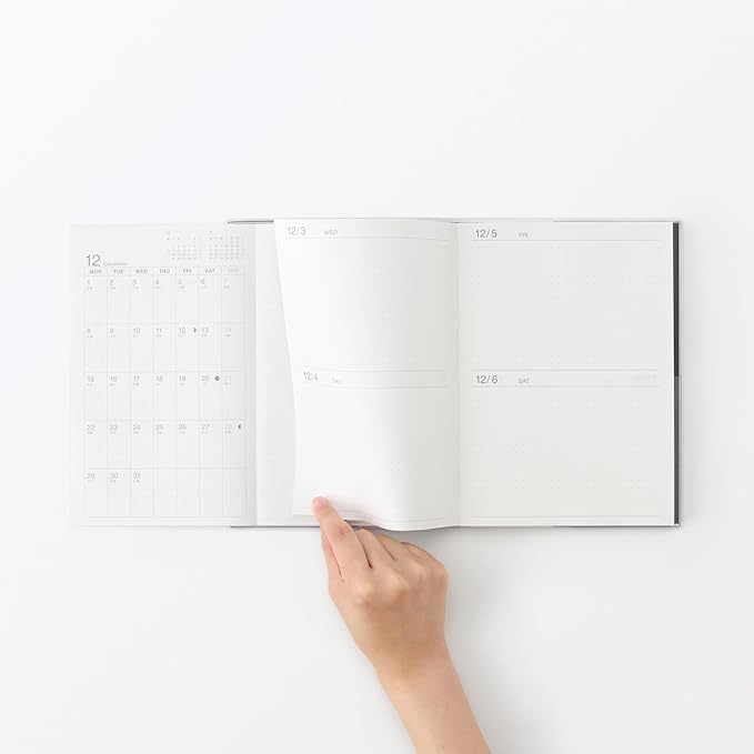 Muji 84854378 Schedule Book, Monthly, Daily Starts from December 2025, starting with Monday A5, Black