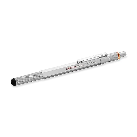 Rotring 800+ Mechanical Pencil and Touchscreen Stylus, 0.7 mm, Silver