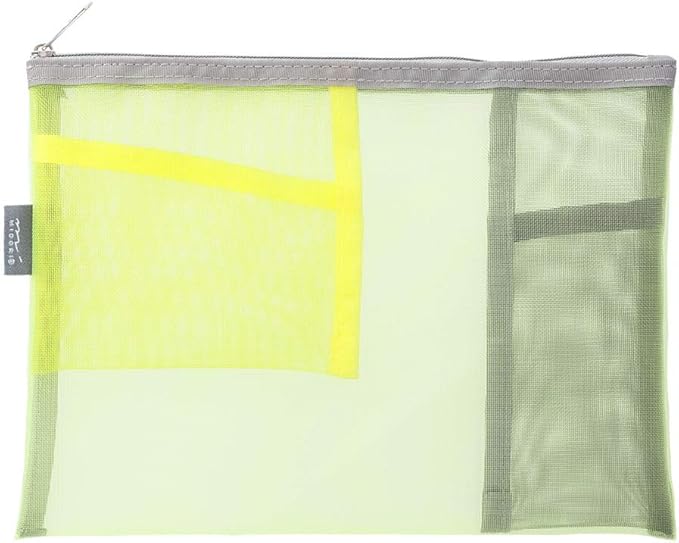 Midori 53347006 Pouch, Pen Case, Pen & Tool Pouch, Mesh, Yellow-Green