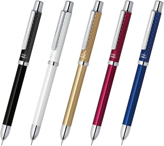 Zebra Surari Shabo 2000, 2 Color 0.7mm Emulsion Ink and 0.5mm Mechanical Pencil, Champagne Gold Body (SB27-CGO)