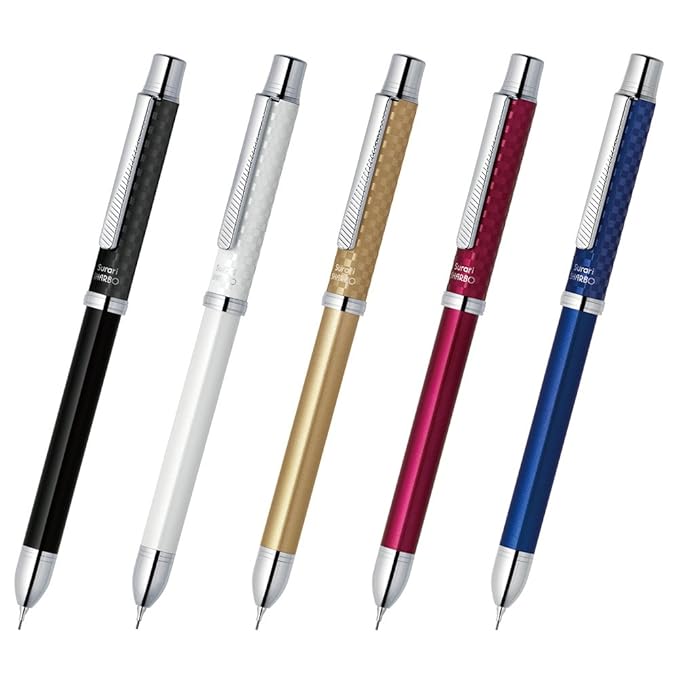 Zebra Surari Shabo 2000, 2 Color 0.7mm Emulsion Ink and 0.5mm Mechanical Pencil, Champagne Gold Body (SB27-CGO)