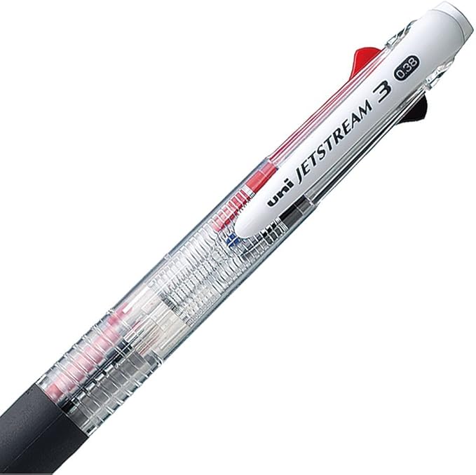 Uni Mitsubishi Pencil 3-Color Ballpoint Pen Jetstream 0.38 Transparent Easy to Write SXE3400381P