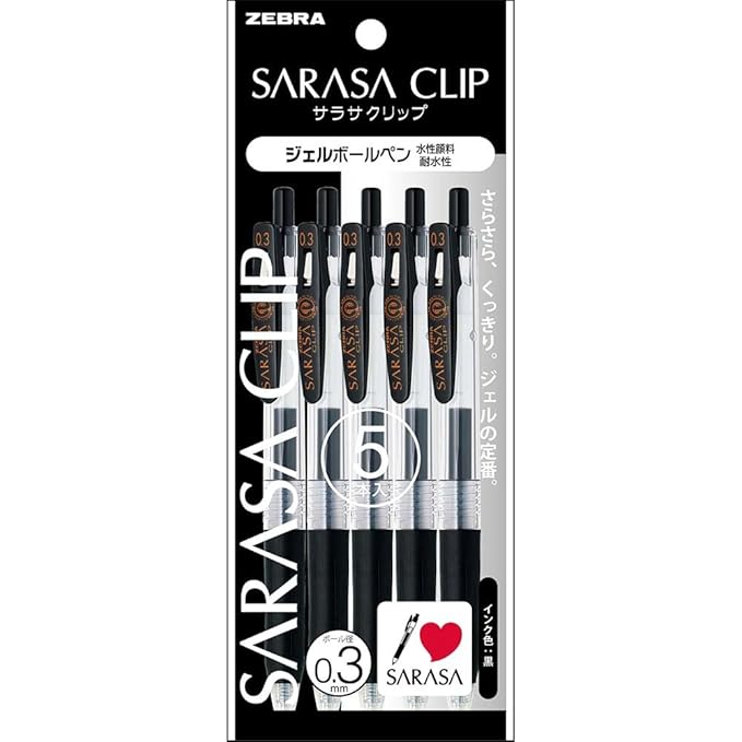 Zebra Gel Ballpoint Pen Sarasa Clip 0.3 Black 5 P-JJH15-BK5