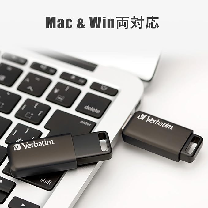 Verbatim Japan USBSLM128GZV1 USB Memory, 128 GB, USB 3.2 (Gen1), Slide Type, Strap Hole, Compatible with Windows and Mac, Black