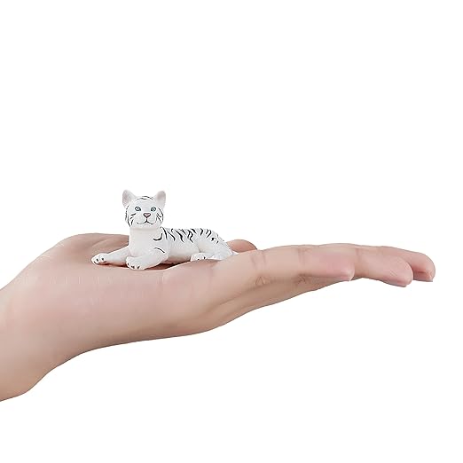 Mojo Fun 387015 White Tiger Cub Lying Realistic International Wildlife Toy Replica
