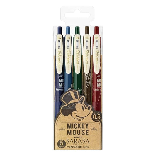 Zebra Sarasa Clip Vintage Mickey 0.5 5 Colors JJ29-DS2-5C Gel Ballpoint Pen (Vintage mickey)