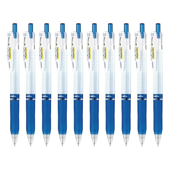 Zebra B-JJ77-BK Sarasa Mark On Gel Ballpoint Pens, 0.5, 10 Pieces (Blue 10pcs)