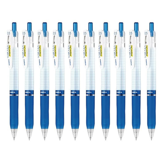 Zebra B-JJ77-BK Sarasa Mark On Gel Ballpoint Pens, 0.5, 10 Pieces (Blue 10pcs)