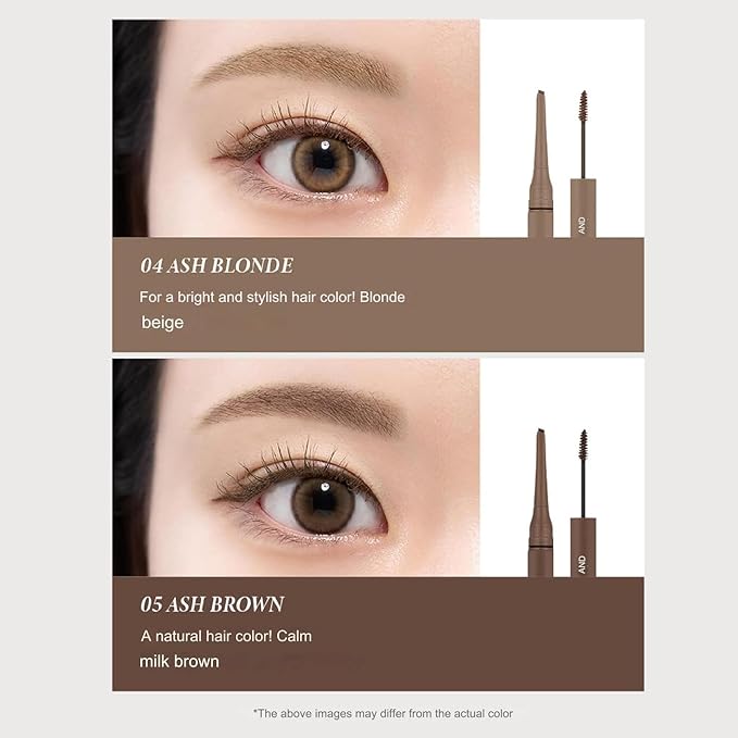 TIRTIR 2-in-1 Skinny Brow Pencil & Brow Mascara, 0.8 mm Width (03 ASH ROSY)