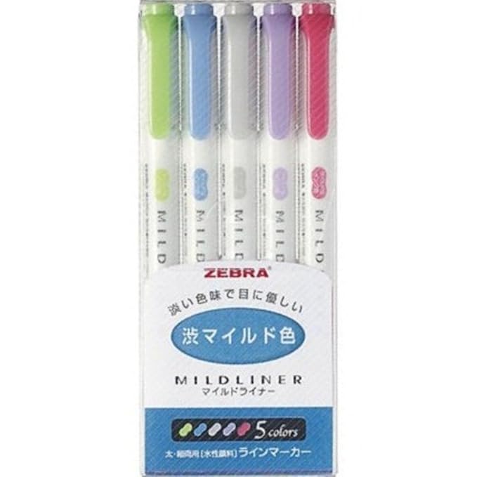 Zebra ,Double Sided Highlighter Noble Color,5 Set-1,Multi-coloured