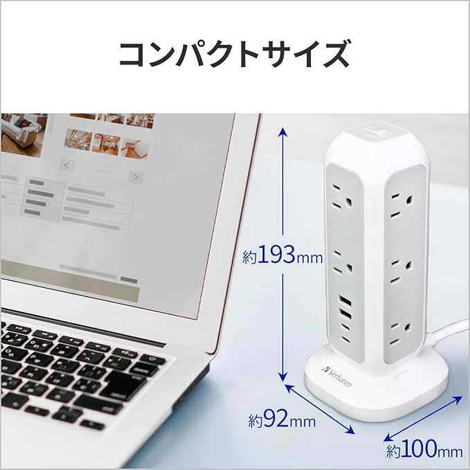 Verbatim Compact Tower Power Strip 11 Type A with 2 x USB-C 2 x USB-A 32250