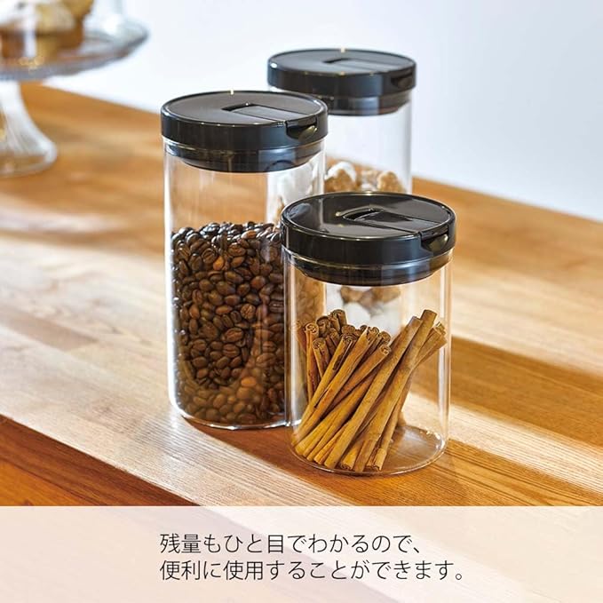 HARIO MCNR-200-B Coffee Canister, M, Black