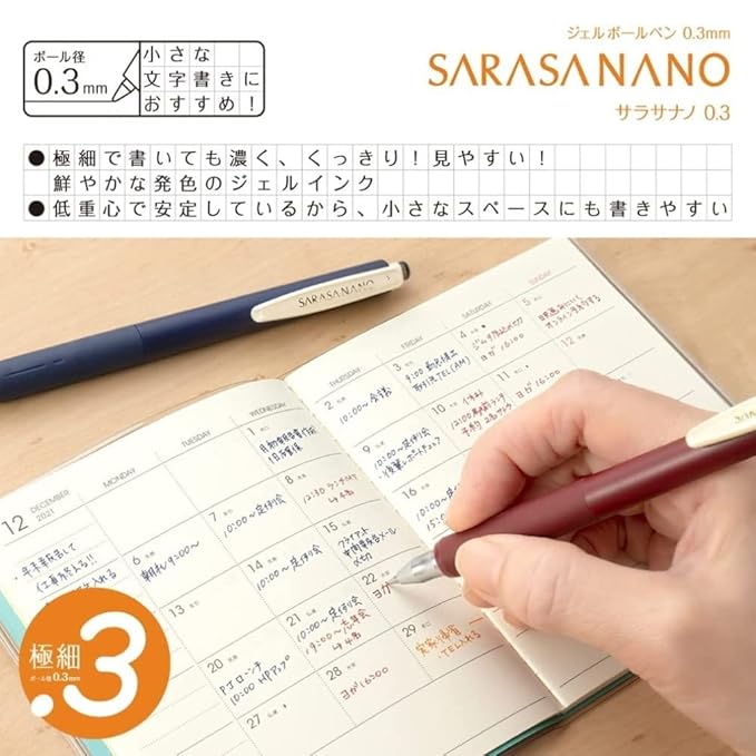 Zebra Sarasa Nano JJH72-5C-A Gel Ballpoint Pen, 0.01 inches (0.3 mm), Vintage, Set of 5 Colors (JJH72-5C-B)