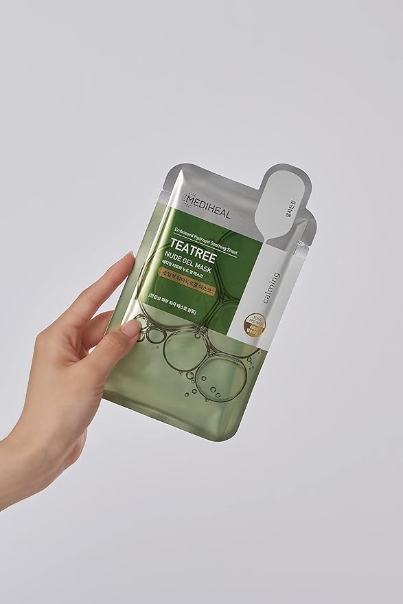 Mediheal Nude Gel Mask (Pack of 10), Moisturizing, Sensitive Skin, Dry Skin, Rough Skin, Pore Care, Korean Cosmetics (Tea Tree)