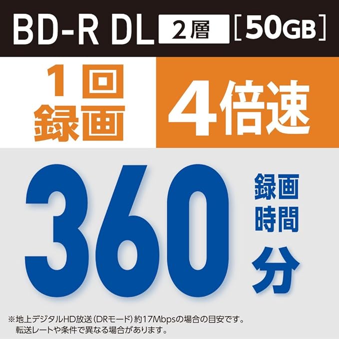 Verbatim One-time Recording Blu-ray Disc BD-R DL 50GB 20 Pieces White Printable Single-Sided Dual Layer 1-4x Speed VBR260YP20V1