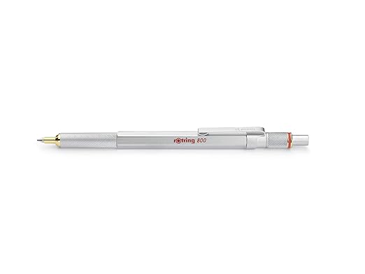Rotring 800 Retractable Ballpoint Pen, Medium Point, Silver