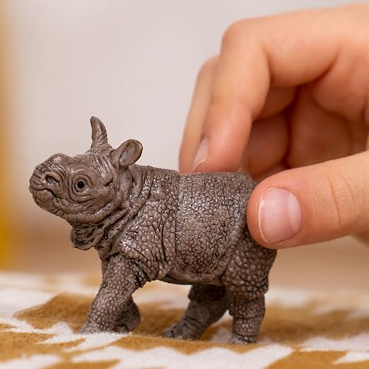 Schleich Wild Life Safari Animals for Boys and Girls Ages 3 and Above, Baby Indian Rhinoceros Toy Figurine