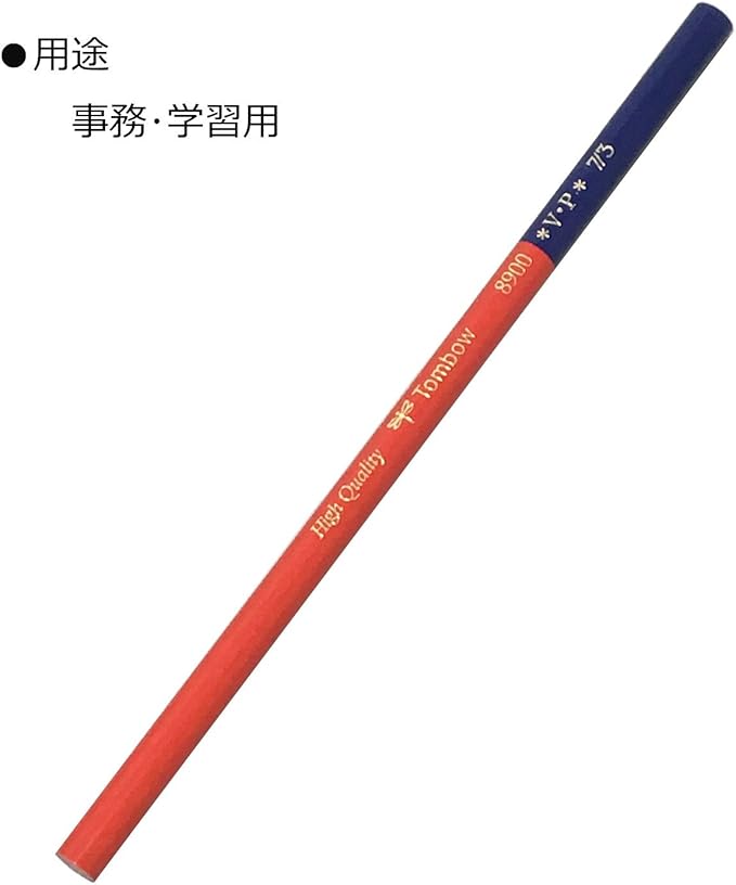 TOMBOW Pencil Red and Blue Round Shaft Vermilion 1 Dozen 8900-VP7/3