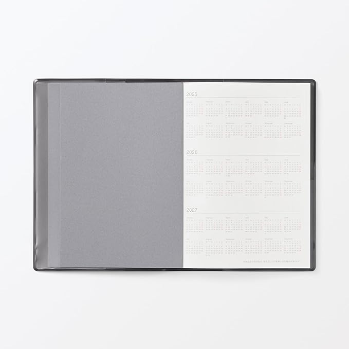 MUJI 84854262 Notebook, 2026, A6, Monthly / Weekly Schedule Book, Starts December 2025, A6, Dark Gray