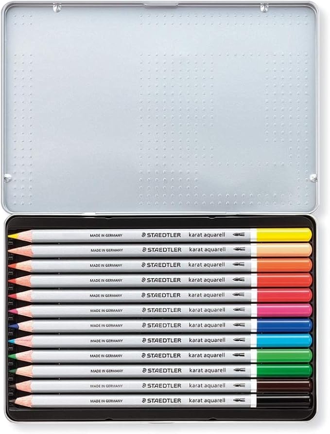Staedtler 125 M12 Karat Aquarell Colored Pencils, 12 Colors, Watercolor Pencils
