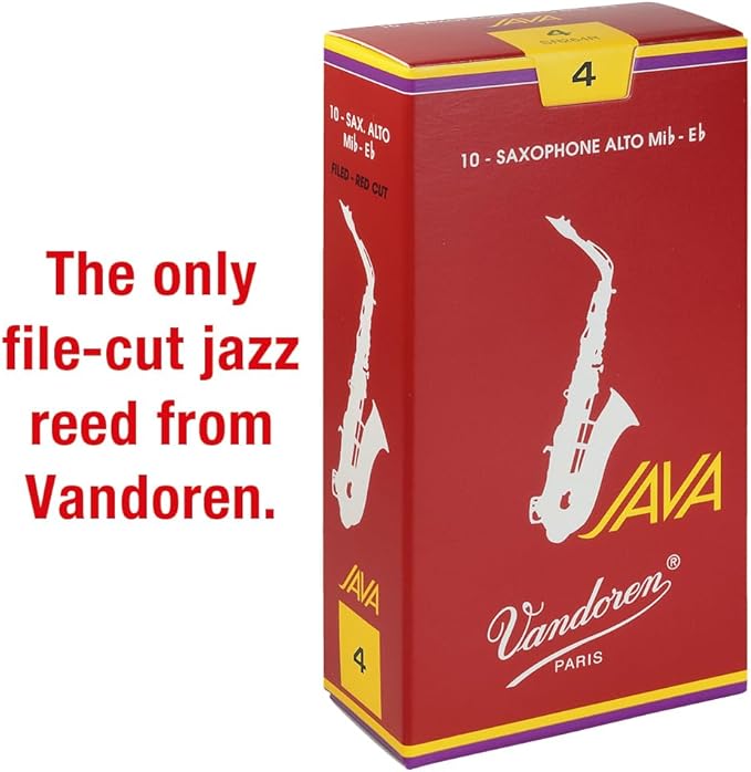 Vandoren Alto Saxophone Reeds Java Filed Red Cut Hardness: 4 (10 pieces)