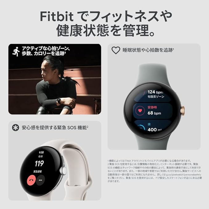 Google Google Pixel Watch Heart Rate Monitor Matte Black Stainless Steel Case / Obsidian Active Band (Wifi) GA03119-TW Small