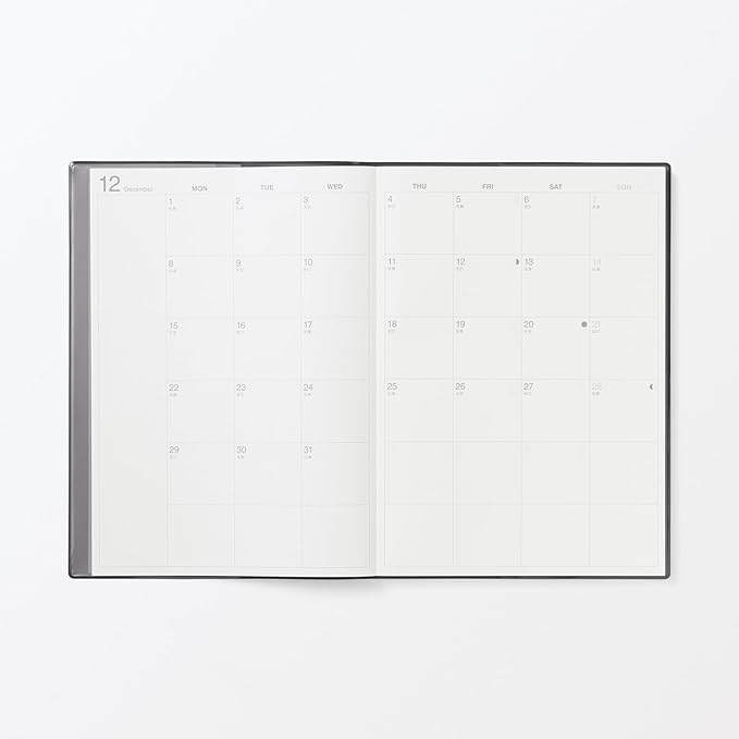 MUJI 84854231 2026 B5 Monthly / Weekly Schedule Book, Starts December 2025, B5, Dark Gray